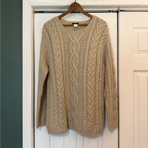 J. Crew Cable Knit Wool Fisherman Sweater